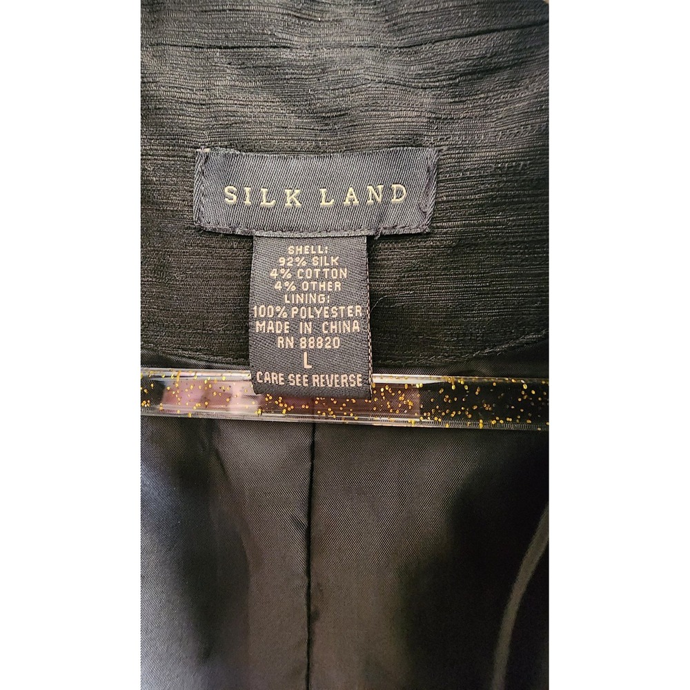 Silkland Embroidered Silk Bomber Style Jacket Ruffle 90s Artsy Boho Chic Large - Picture 3 of 9